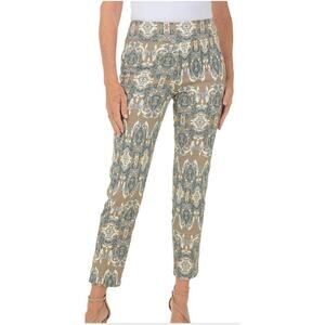Krazy Larry Damask Mosaic Pull-On Ankle Pants, Size 6